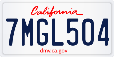 CA license plate 7MGL504