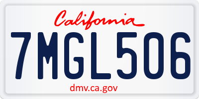 CA license plate 7MGL506