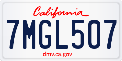 CA license plate 7MGL507