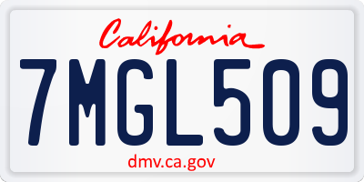 CA license plate 7MGL509