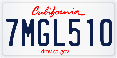 CA license plate 7MGL510
