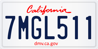 CA license plate 7MGL511