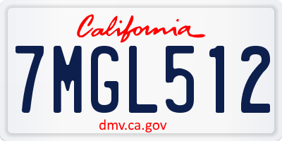 CA license plate 7MGL512