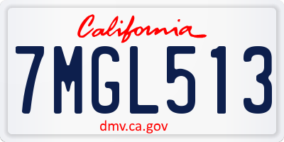 CA license plate 7MGL513