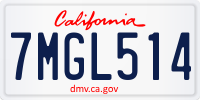 CA license plate 7MGL514