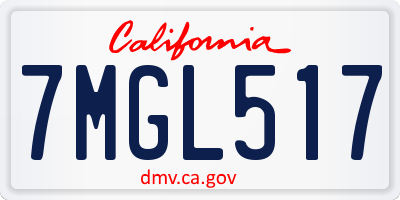 CA license plate 7MGL517