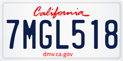 CA license plate 7MGL518