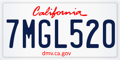 CA license plate 7MGL520