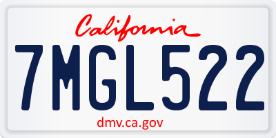 CA license plate 7MGL522