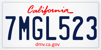CA license plate 7MGL523