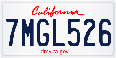 CA license plate 7MGL526