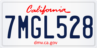 CA license plate 7MGL528