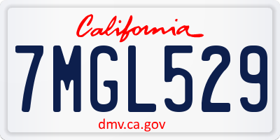 CA license plate 7MGL529