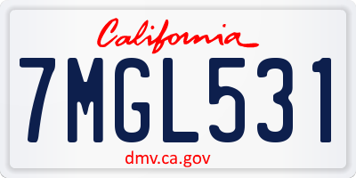 CA license plate 7MGL531