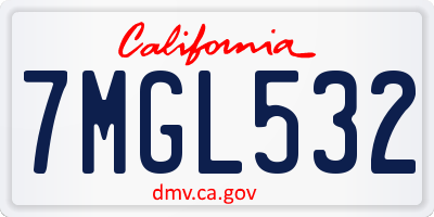 CA license plate 7MGL532