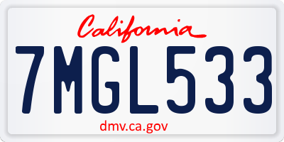 CA license plate 7MGL533
