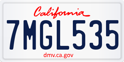 CA license plate 7MGL535