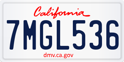 CA license plate 7MGL536