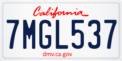 CA license plate 7MGL537