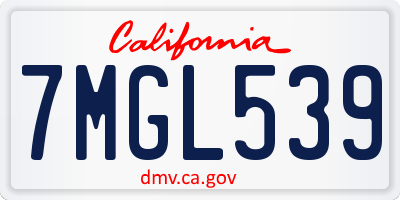 CA license plate 7MGL539