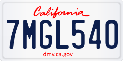 CA license plate 7MGL540