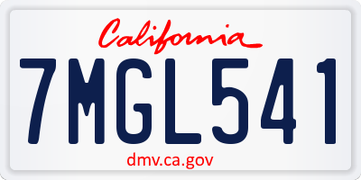 CA license plate 7MGL541