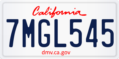 CA license plate 7MGL545