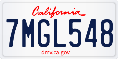 CA license plate 7MGL548