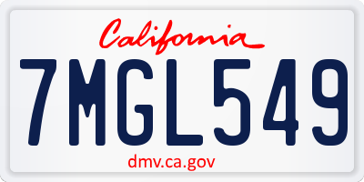 CA license plate 7MGL549