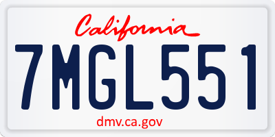 CA license plate 7MGL551