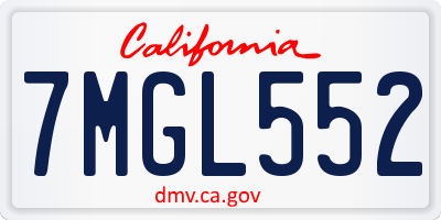 CA license plate 7MGL552