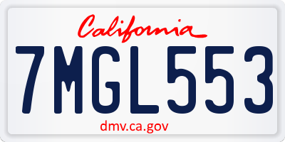 CA license plate 7MGL553