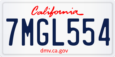 CA license plate 7MGL554