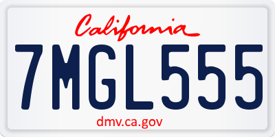 CA license plate 7MGL555