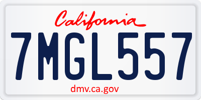 CA license plate 7MGL557