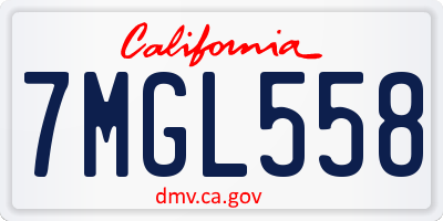 CA license plate 7MGL558