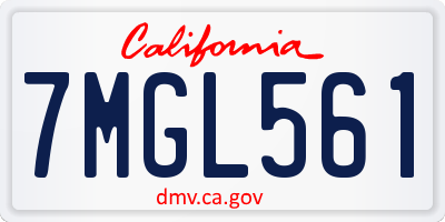 CA license plate 7MGL561
