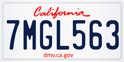 CA license plate 7MGL563