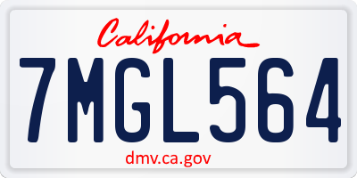 CA license plate 7MGL564