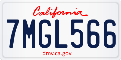 CA license plate 7MGL566