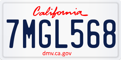 CA license plate 7MGL568