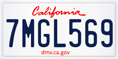 CA license plate 7MGL569