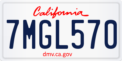 CA license plate 7MGL570