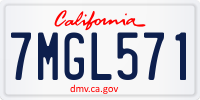 CA license plate 7MGL571