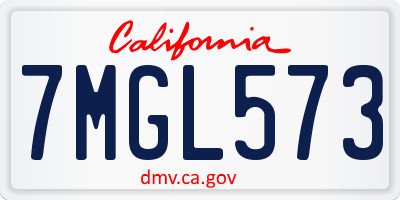 CA license plate 7MGL573