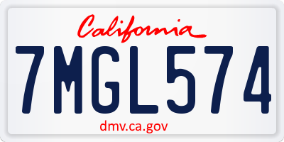 CA license plate 7MGL574