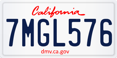 CA license plate 7MGL576