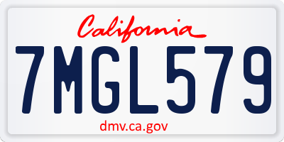 CA license plate 7MGL579