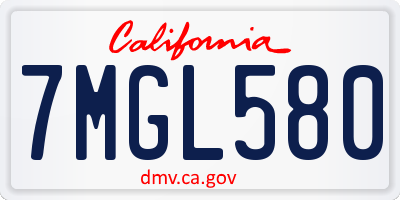 CA license plate 7MGL580