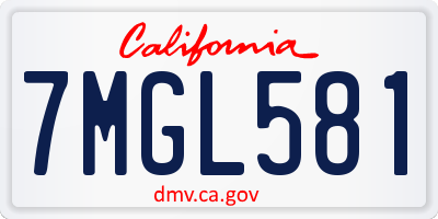 CA license plate 7MGL581